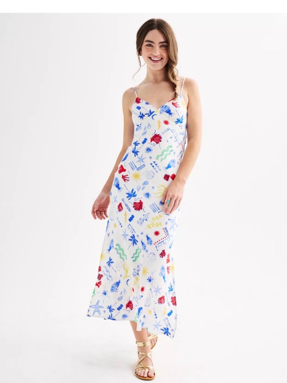 Fun Pattern Maxi Slip Dress